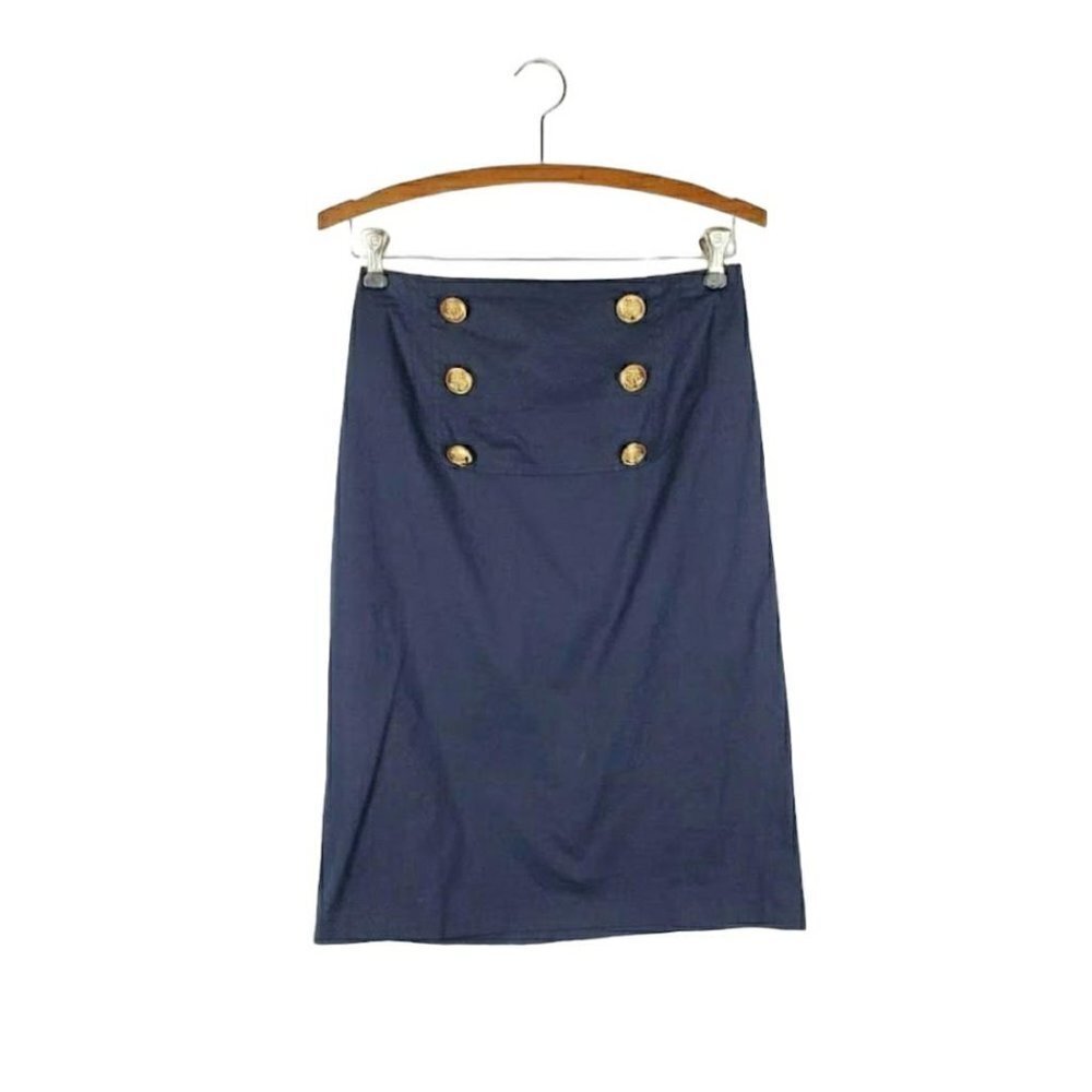 Shabby Apple Pencil Skirt Nautical Pinup Retro Wiggle Navy Blue Size XS